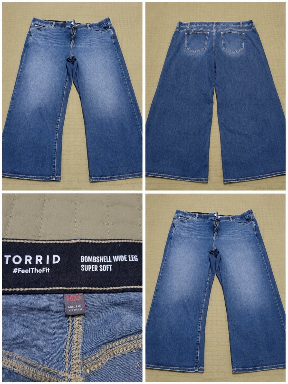 Torrid Bombshell Wide Leg Super Soft Jeans Size 30XS Medium Wash